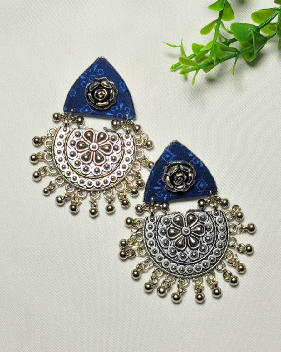 Neel Silver Chandbali Earrings