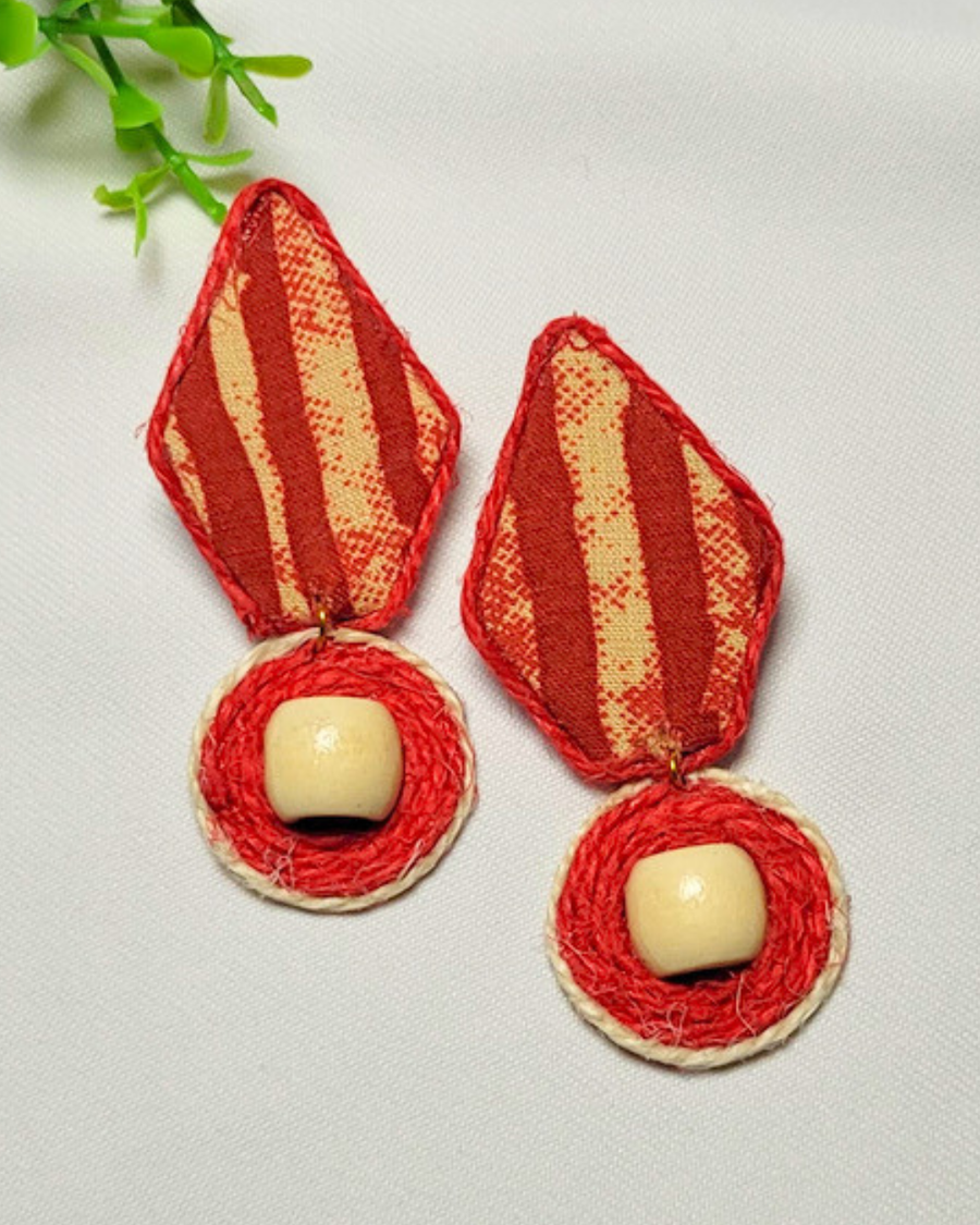 Ruby Crimson Fabric Earrings