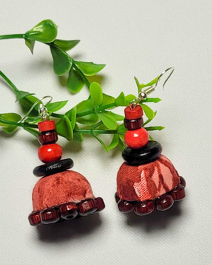 Coffee-Rose Fabric Jhumka-2