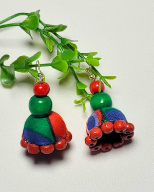 Festive Fusion Fabric Jhumkas