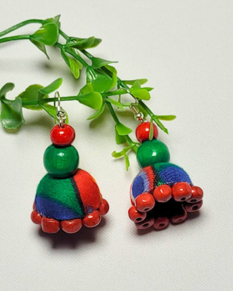 Festive Fusion Fabric Jhumkas