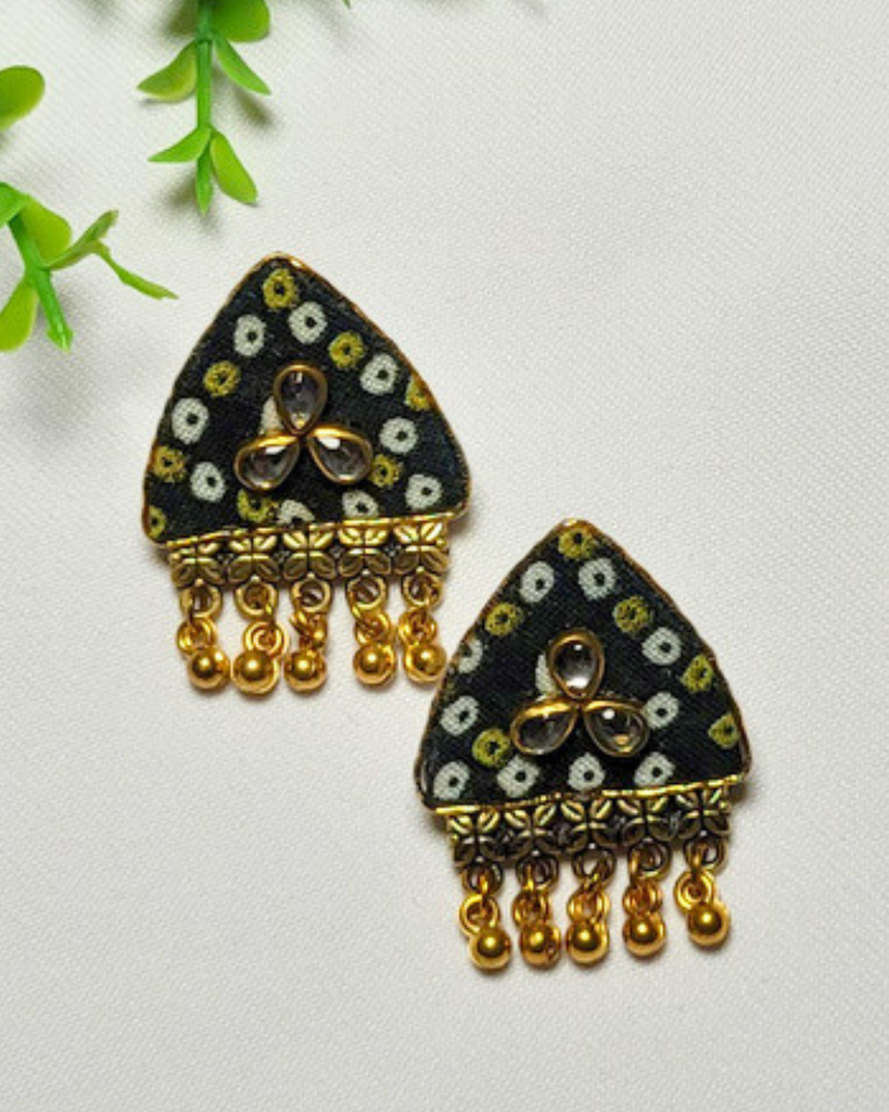 Midnight Bandhani Charm Studs