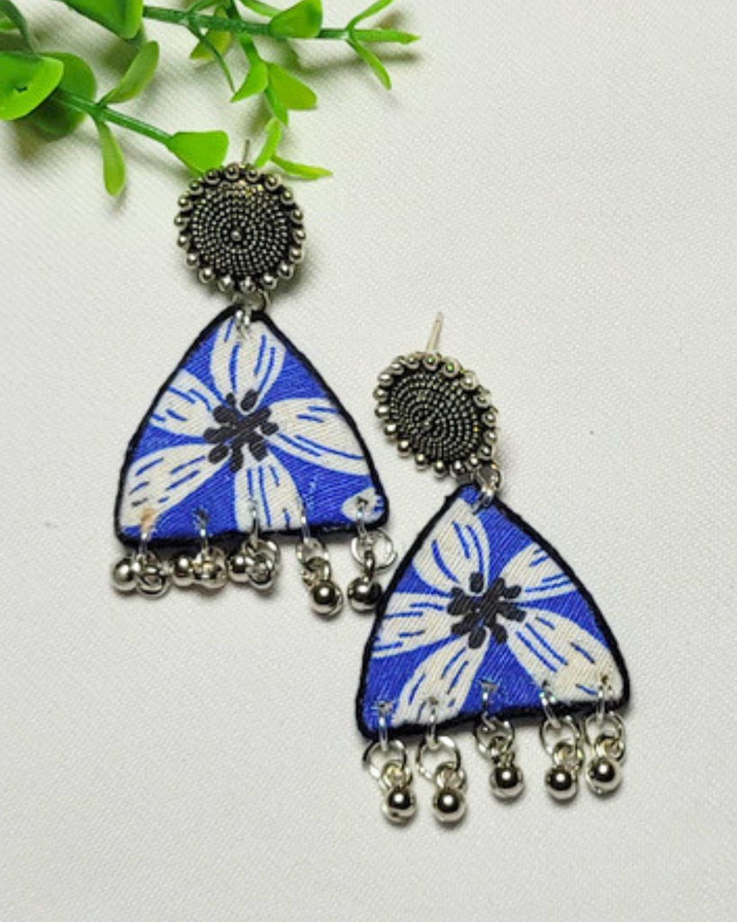 Indigo Blossom Tassel Earring