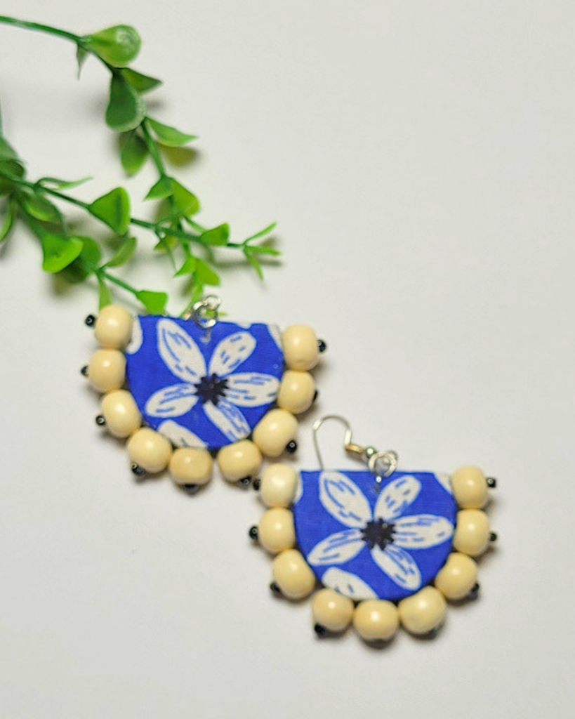 Indigo Blossom Beaded Studs