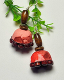 Coffee - Rose Fabric Jhumka1