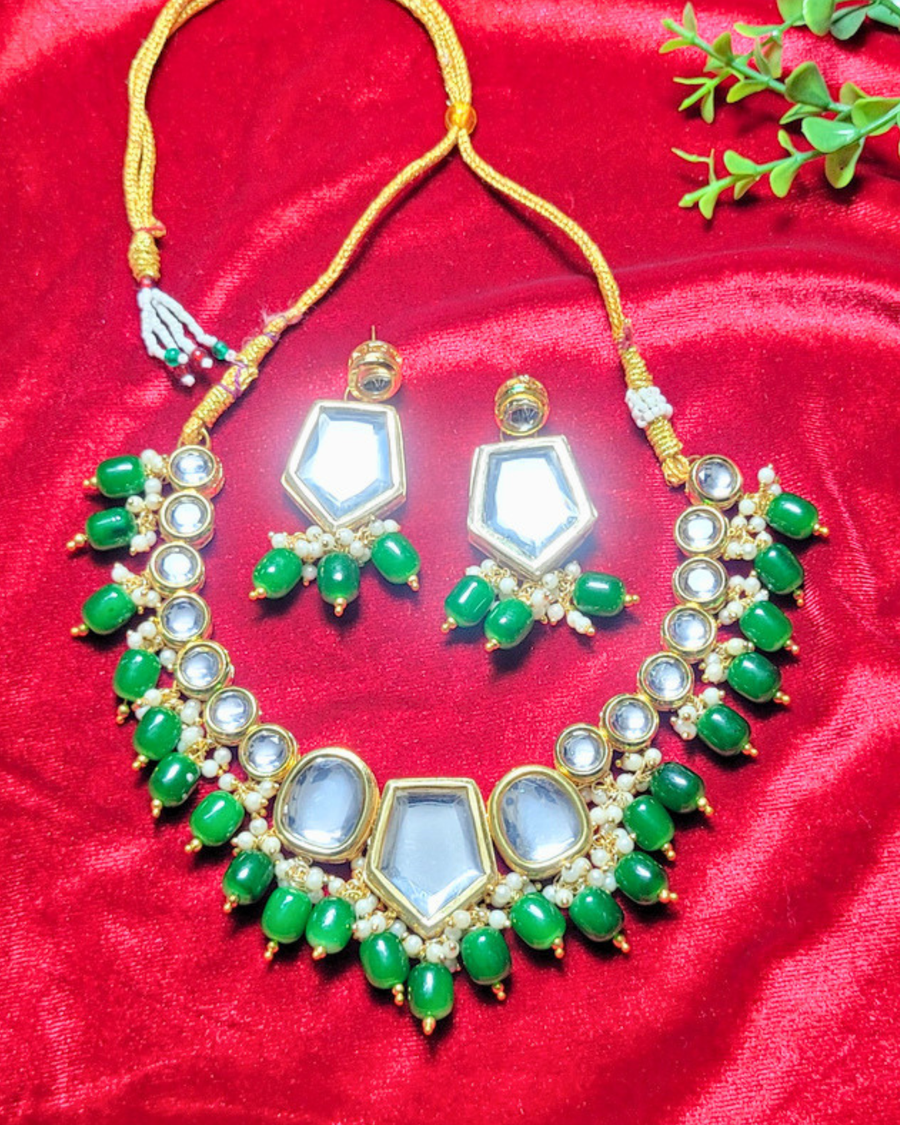 Green Majesty Kundan Set 01