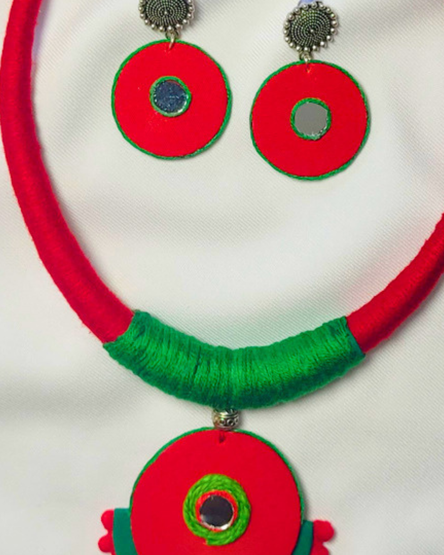 Red - Green Cotton Hasli Set
