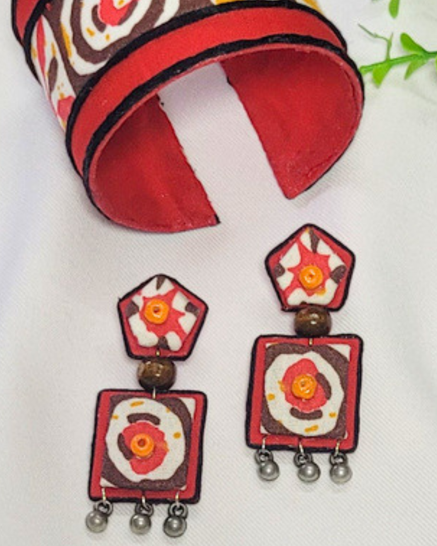 Madhubani Art Cuff & Drops
