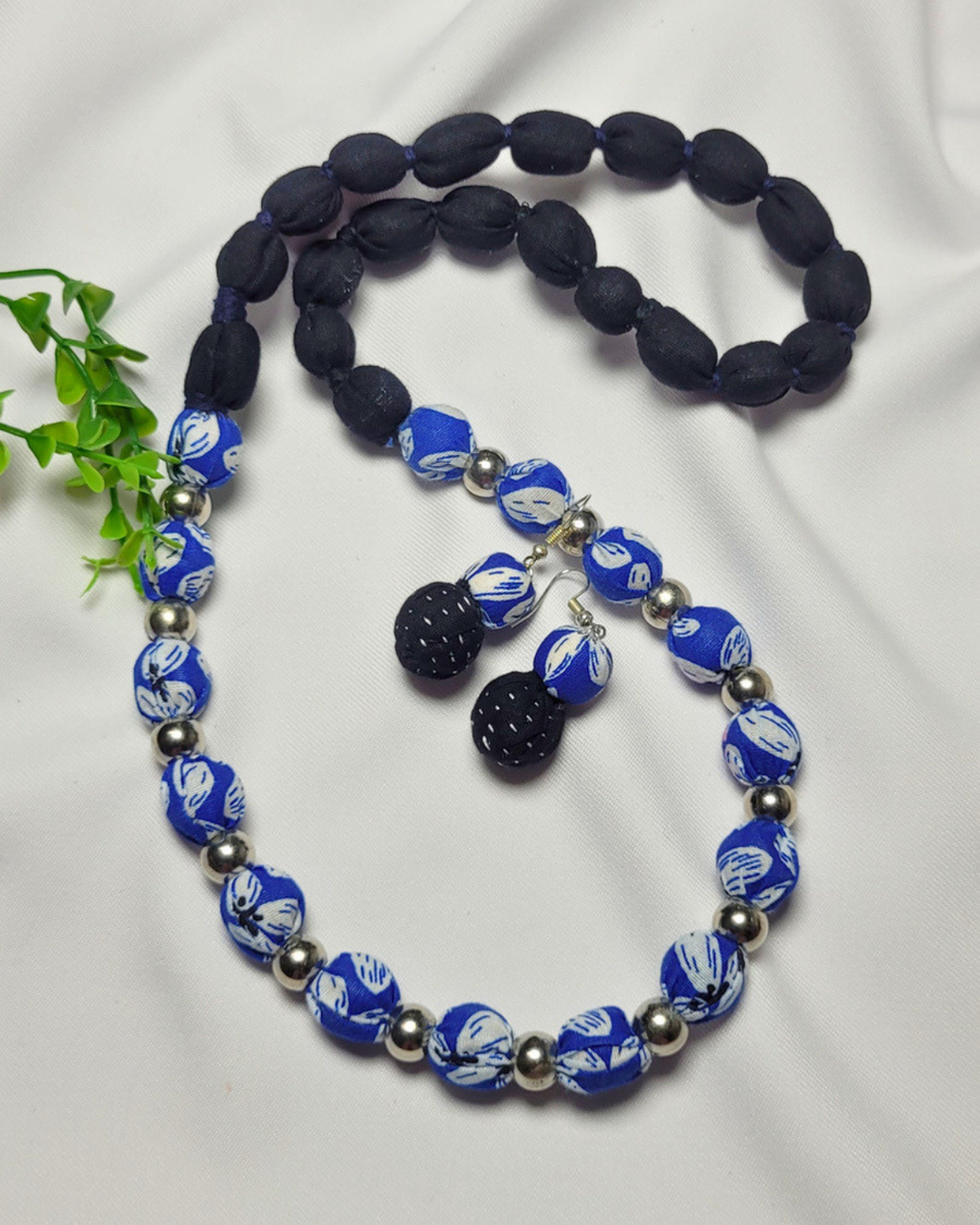 Indigo Blossom Beaded Set