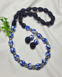 Indigo Blossom Beaded Set