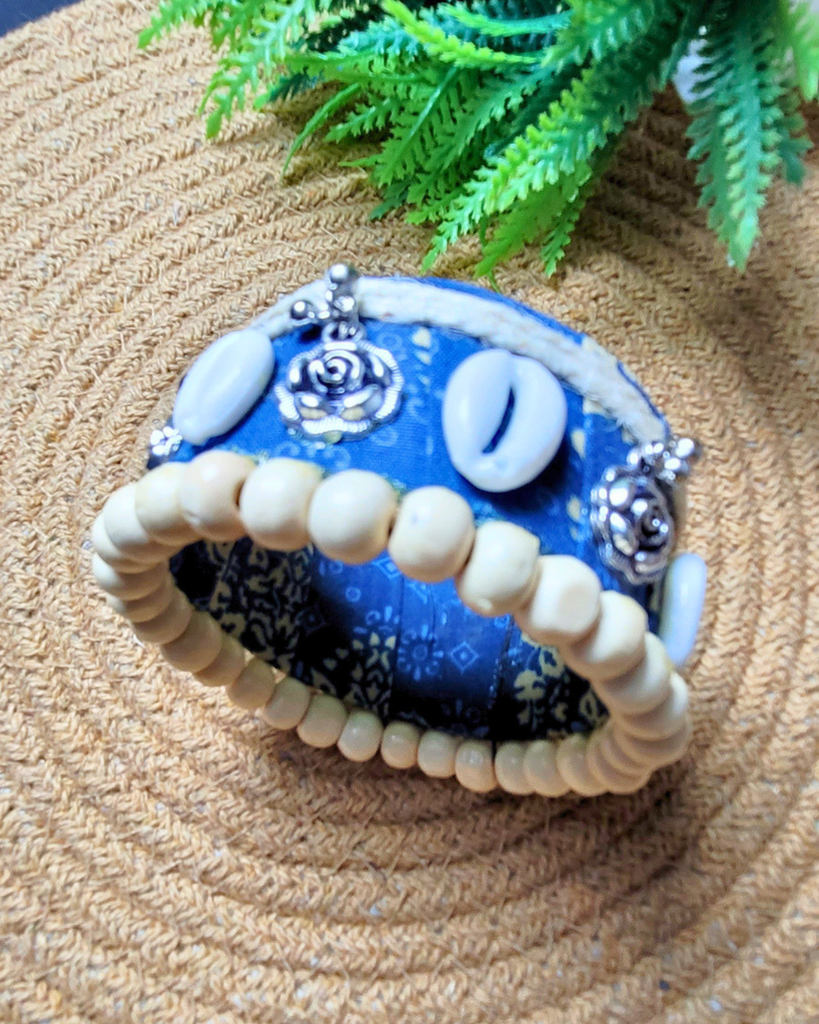 Azure Blossom Beaded Bangle